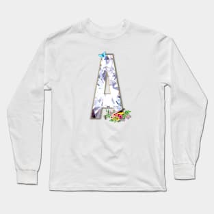 Name Initial Letter A and Weebill Bird Long Sleeve T-Shirt